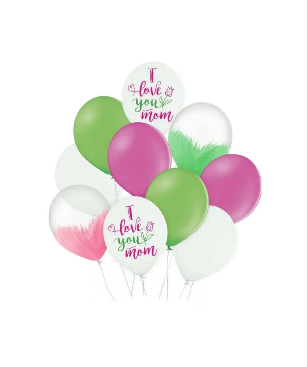 Набір латексних куль Belbal Я люблю тебе мама, 12" 30 см, 10шт. в уп.