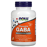 GABA Chewable (жевательные со вкусом апельсина) от Now Foods 500 mg, ГАМК, 90 таблеток