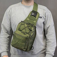 Якісна тактична сумка, укріплена чоловіча сумка, рюкзак тактична слінг. Колір: хакі SvitSmart