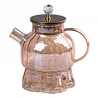 Прозрачный чайник для заварки 1 литр чайник с подогревом от свечи SvitSmart