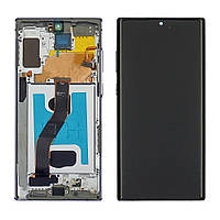 Дисплей для Samsung N975F Galaxy Note 10 Plus з чорним тачскрином і сріблястою корпусною рамкою OLED
