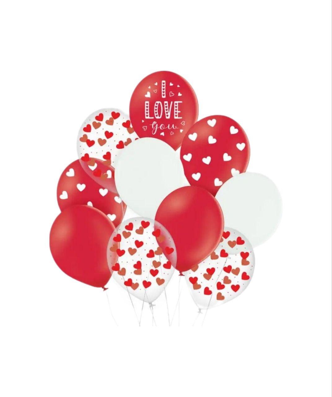 Набір латексних повітряних куль Belbal I love you серця червоні, 30 см, 10 шт
