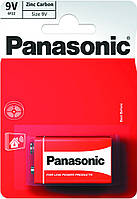 Батарейка Panasonic RED ZINC угольно-цинковая 6F22( 6R61, 1604, Крона) блистер, 1 шт. (6F22REL/1BP)