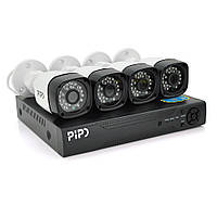 Комплект відеоспостереження Outdoor 016-4-5MP Pipo (4 вуличні камери, кабелі, блок живлення, відеореєстратор APP-Xmeye) g
