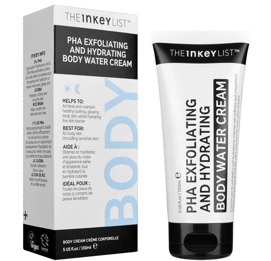 Відлущуючий і зволожуючий крем для тіла 2-в-1 The Inkey List PHA Exfoliating and Hydrating Body Water Cream