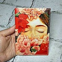 Обложка для паспорта экокожа Девушка в цветах Passporty