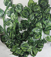Искусственная мягкая лиана с листьями калатеи(1уп-это 12 лиан) зеленая, 2.3м