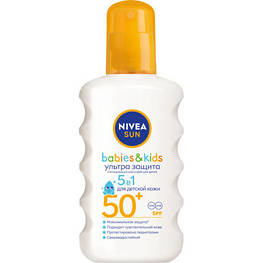 Засіб проти засмаги Nivea Sun Babies & Kids Дитячий сонцезахисний спрей Ультразахист SPF 50+ 200 мл