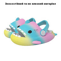 Крокси для дівчинки Акула Дитячі босоніжки на літо Шльопанці для дітей Кольорові (Жовтий Рожевий) Розмір 29-30