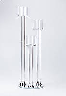Подсвечник на 3 свечи стеклянный высокий 36.5 | 47.0 | 56.5 (см) большой канделябр SvitSmart