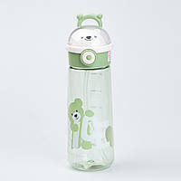 Бутылка для воды 620 мл с трубочкой многоразовая Зеленая SvitSmart
