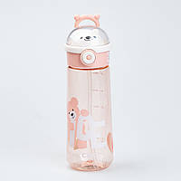 Бутылка для воды 620 мл с трубочкой многоразовая Розовая SvitSmart