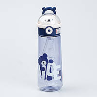 Бутылка для воды 620 мл с трубочкой многоразовая Синяя SvitSmart