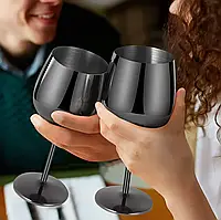 Келих для вина чорного кольору 530 мл REMY-DECOR із нержавіючої сталі