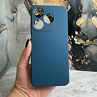Чехол синий для Tecno Spark 10C накладка с микрофиброй и защитой камеры на техно спарк 10с