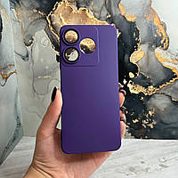 Чехол фиолетовый с микрофиброй для Tecno Spark 10C накладка черная с защитой камеры техно спарк 10с