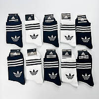 Шкарпетки Унісекс Адідас Чорні та білі довгі чоловічі та жіночі ціна за 6 штук колір на вибір Adidas носки Salex