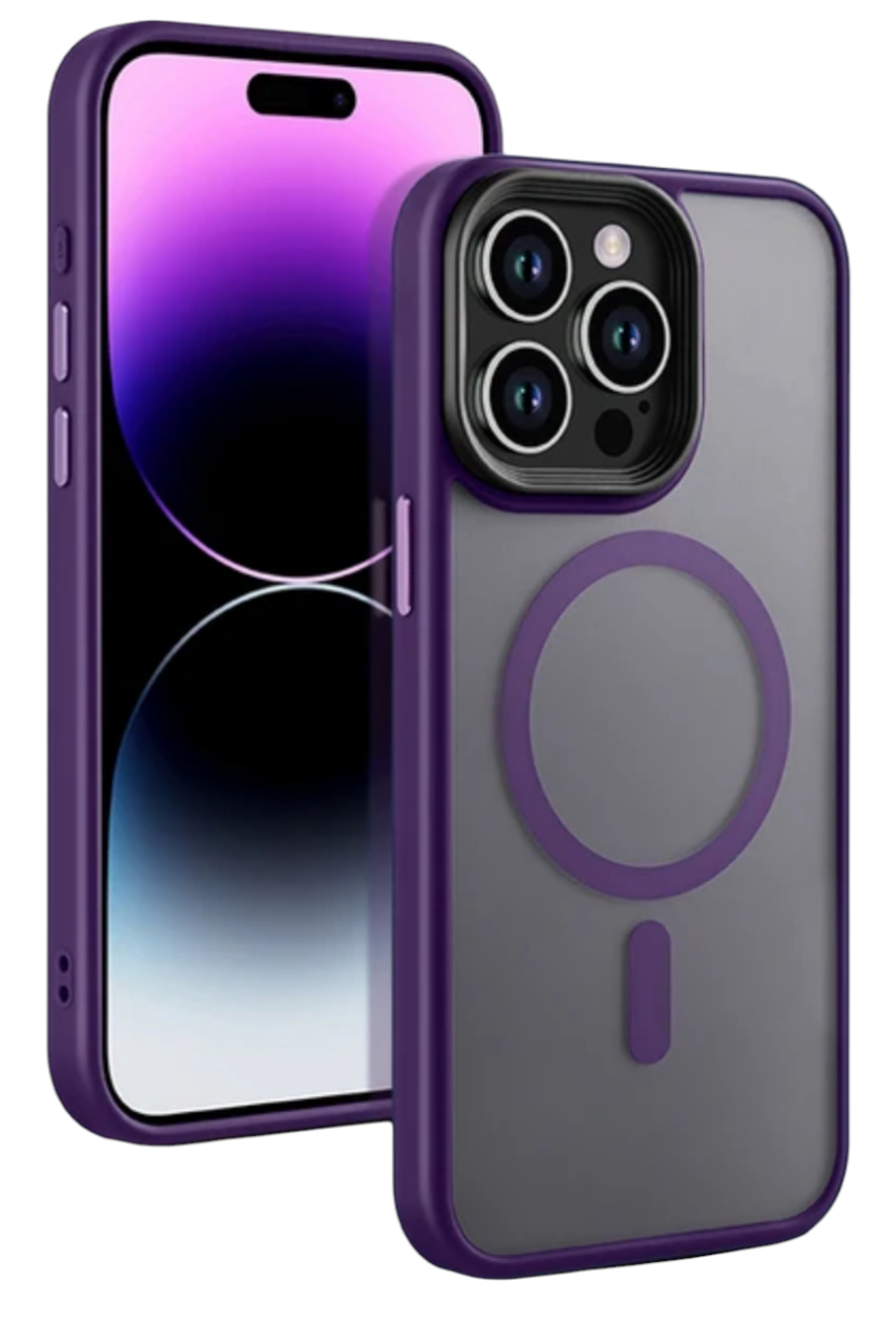 Чохол Color Frame матовий напівпрозорий з кольоровою рамкою та Magsafe для iPhone 15 Pro Deep Violet