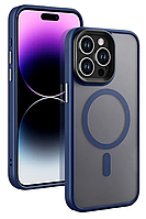 Чохол Color Frame матовий напівпрозорий з кольоровою рамкою та Magsafe для iPhone 12 Pro Max Blue