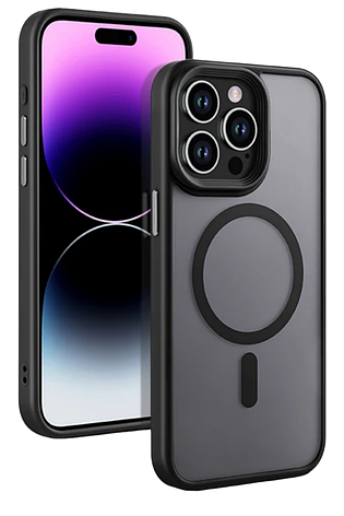 Чохол Color Frame матовий напівпрозорий з кольоровою рамкою та Magsafe для iPhone 14 Pro Max Black, фото 1