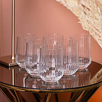 Стеклянный стакан ребристый прозрачный набор стаканов 6 штук