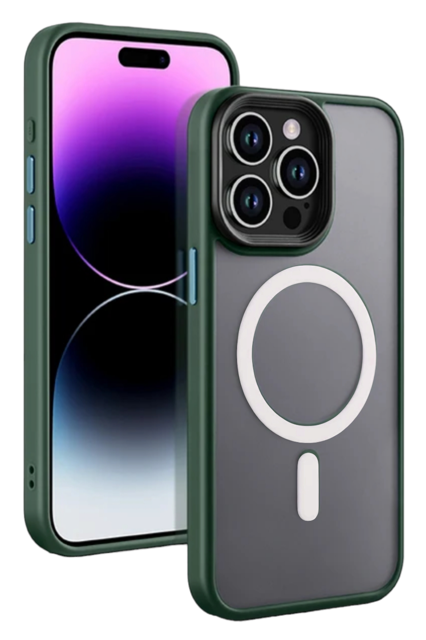 Чохол Color Frame матовий напівпрозорий з кольоровою рамкою та білим Magsafe для iPhone 13 Pro Max Green