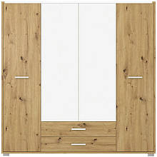 Шафа розпашна у спальню з ЛДСП SZF4D2S Рутенія Gerbor Дуб артизан/Німфея альба