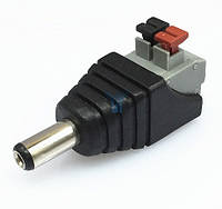 Разъем для подключения питания DC-M (D 5,5x2,1мм) с клеммами под ручной зажим под кабель (Black Plug), Q100 g