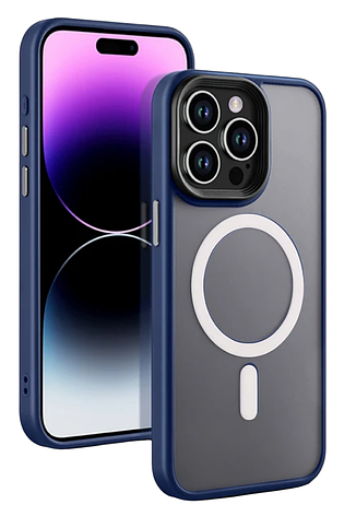 Чохол Color Frame матовий напівпрозорий з кольоровою рамкою та білим Magsafe для iPhone 12 Pro Blue, фото 1