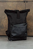 Рюкзак Staff rolltop 24L black унісекс для чоловіка та жінки чорний з штучної шкіри стаф Salex
