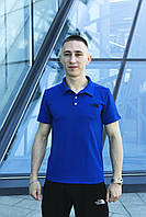 Мужская футболка поло TNF синяя летняя трикотажная
