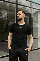 Мужская футболка Nike черная с логотипом качественная повседневная
