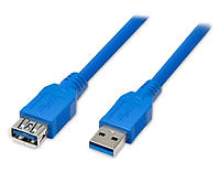 Подовжувач USB 3.0 AM / AF, 0.5m, Blue, Пакет, Q200 g