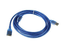 Подовжувач USB 2.0 5 метрів — тато — напівпрозорий синій