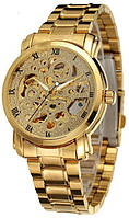 Мужские наручные золотые Часы Winner BestSeller New Salex Чоловічий наручний золотий Годинник Winner