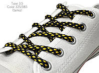Шнурки для обуви 100см Черный+желтый круглые Сетка 5мм полиэстер