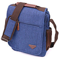 Мужская сумка через плечо из текстиля 21264 Vintage Синяя Salex Чоловіча сумка через плече із текстилю 21264