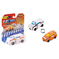 Машинка-трансформер Flip Cars 2 в 1 Спецтранспорт, Скорая помощь и Внедорожник EU463875-06, Land of Toys