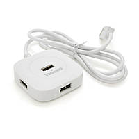 Хаб VEGGIEG V-U2408 USB 2.0 4 порта, 480Mbts, питание от USB, White, 1,0m, Box g