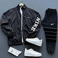 Чоловічий спортивний костюм Nike чорний штани та вітрівка на блискавці найк Salex