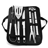 Набор из 6 предметов для барбекю, щипцы, вилка, лопатка, шпажки, нож, кисточка, Bag g