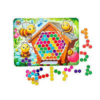 Деревянный пазл-вкладыш "Веселые пчелки" Ubumblebees (ПСД165) PSD165 сортер-тетрис, Land of Toys