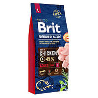 Сухой корм для взрослых собак крупных пород (весом от 25 до 45 кг) Brit Premium Adult L 15 кг (курица) g