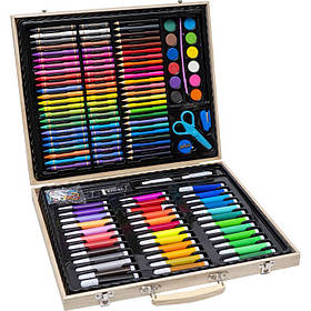 Художній набір для малювання в дерев'яній валізі 150 предметів, Набір комплект юного художника KNZ