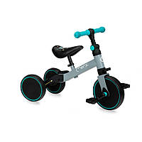 Детский беговел-велосипед MoMi LORIS ROBI00041 серо-бирюзовый 4в1 , Land of Toys