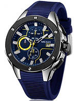 Мужские Часы синие наручные спортивные часы Megir 2053 Racer Blue Salex Чоловічий Годинник синій наручний