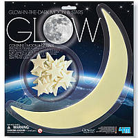 Набор наклеек Луна и звезды 4M 00-05215 светящиеся 13 штук, Land of Toys