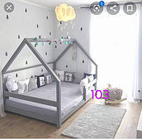 Дерев'яне односпальне ліжко-будиночок "НЕНСИ"