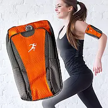 Сумка-чохол на руку для бігу з двома відділеннями, Сіро-помаранчевий (GAZ)