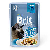 Влажный корм для кошек Brit Premium Cat Chicken Fillets Gravy pouch 85 г (филе курицы в соусе) g